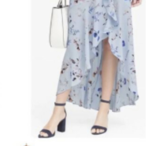 BANANA REPUBLIC Faux Wrap High Low Floral Ruffle Dress. Size 4 tall - Picture 3 of 13